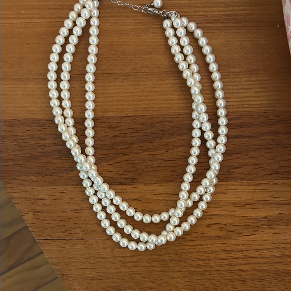 Classic White faux Pearl Multi-Strand Necklace - Unbranded